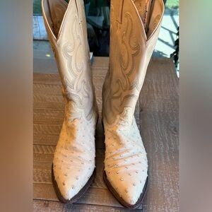 Tony Lama Beige full quill Ostrich Boots 12 D